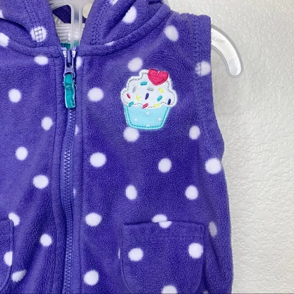 Carter’s 9 Months Baby Girl Fall/Winter Purple Fleece Vest & Pants Set